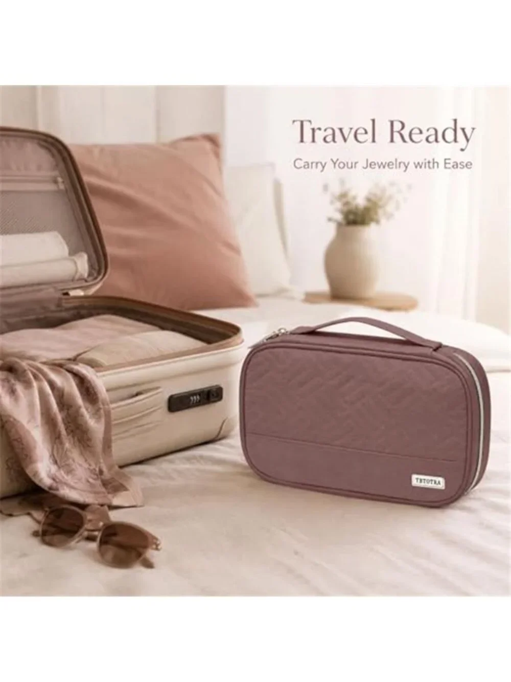 Travel Jewelry Organizer Case Necklace Ring Earring Storage Roll Portable Bag